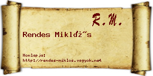 Rendes Miklós névjegykártya
